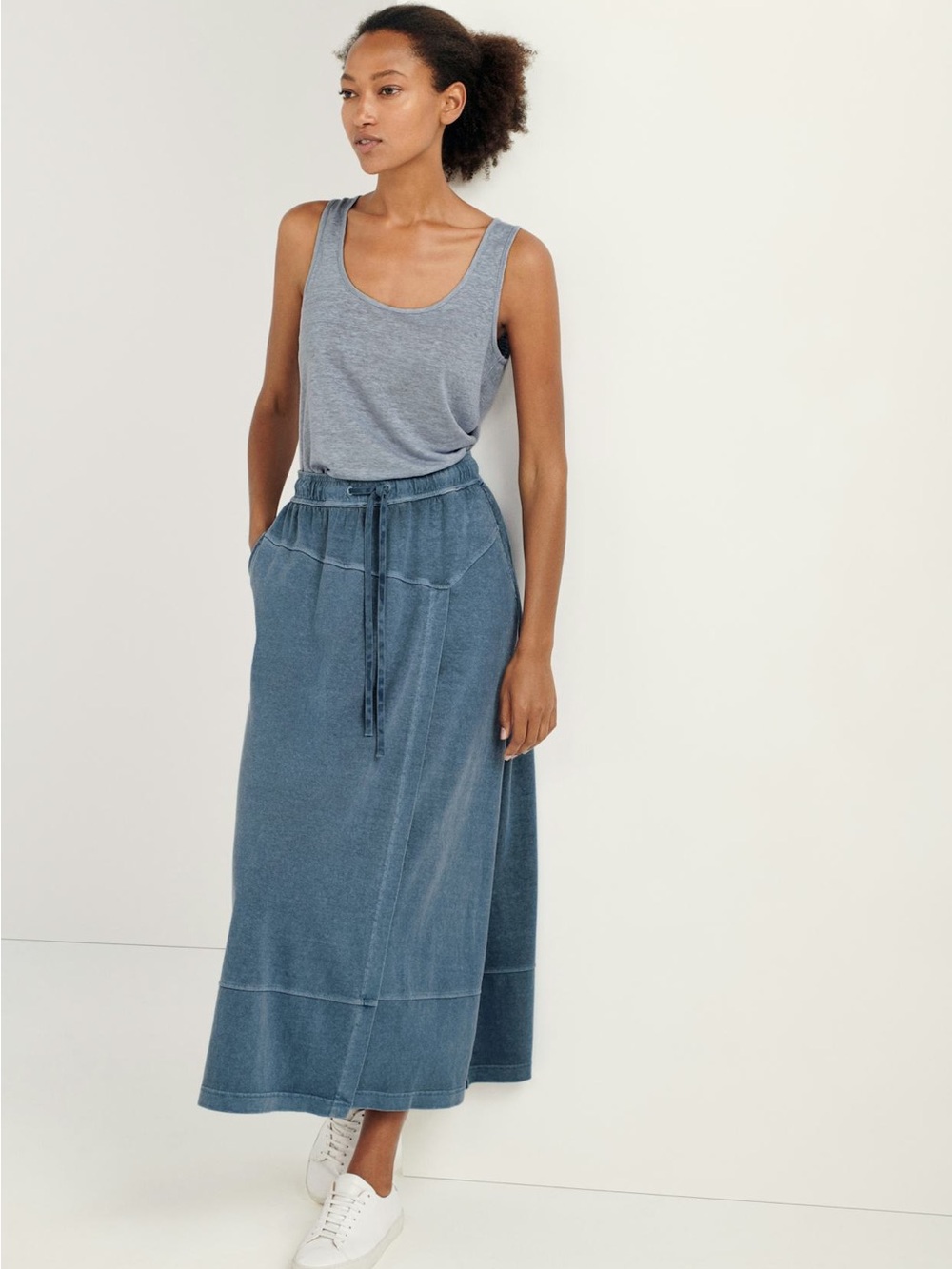 Poetry Wrap-Over Skirt Pigment-Dyed Hemp Organic Cotton Soft Indigo